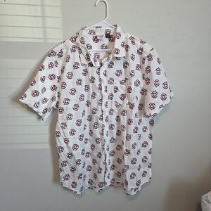 Marvel White and Red Patterned Men's Shirt